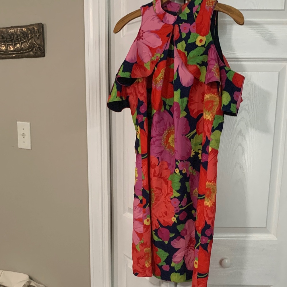 Trina Turk One Shoulder Floral Dress - Pink and Green